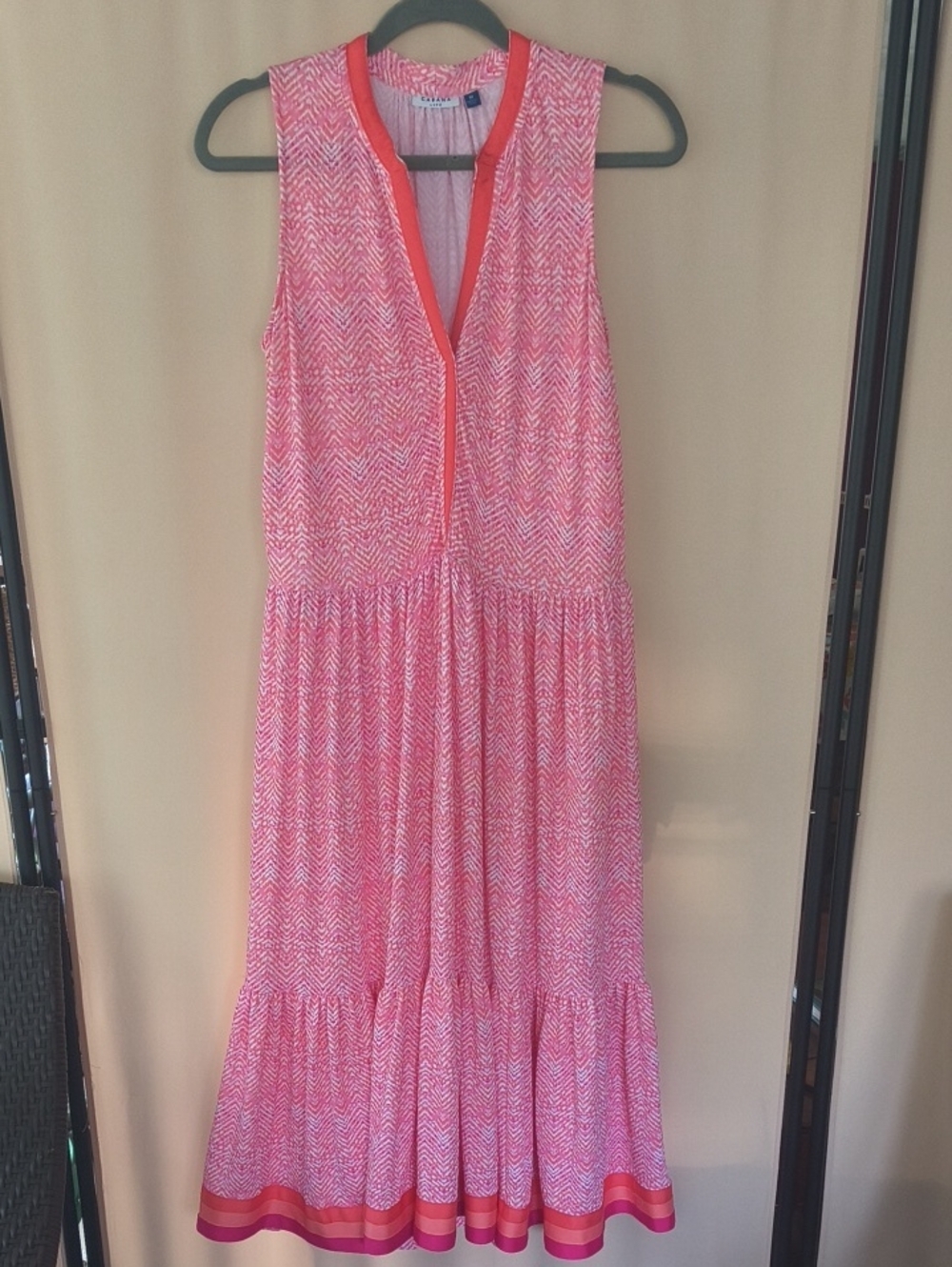Cabana Life Pink Chevron Maxi Dress Size M